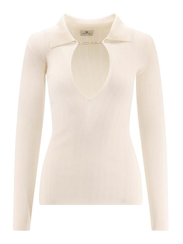 Elisabetta Franchi Pull Col Bateau - Blanc