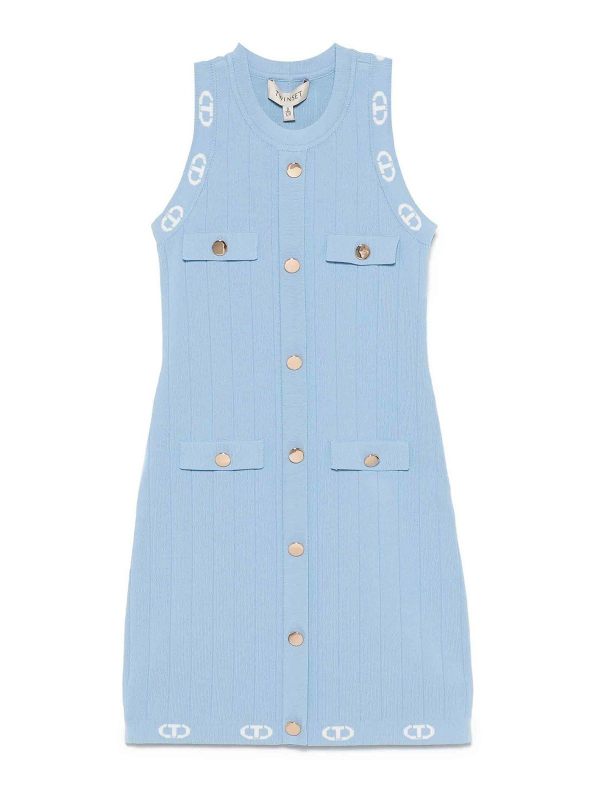 Twinset Robe Au Genou - Bleu