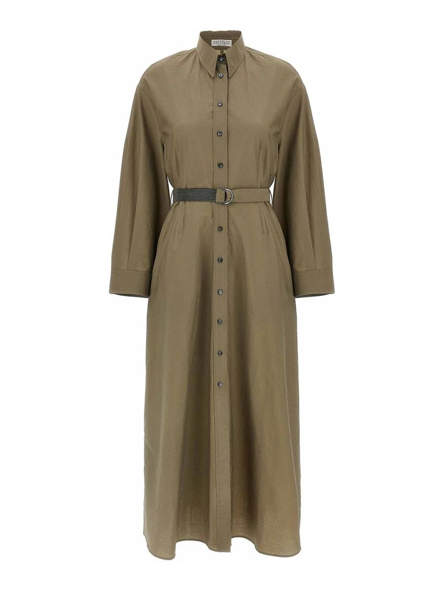 Brunello Cucinelli Robe Au Genou - Beige