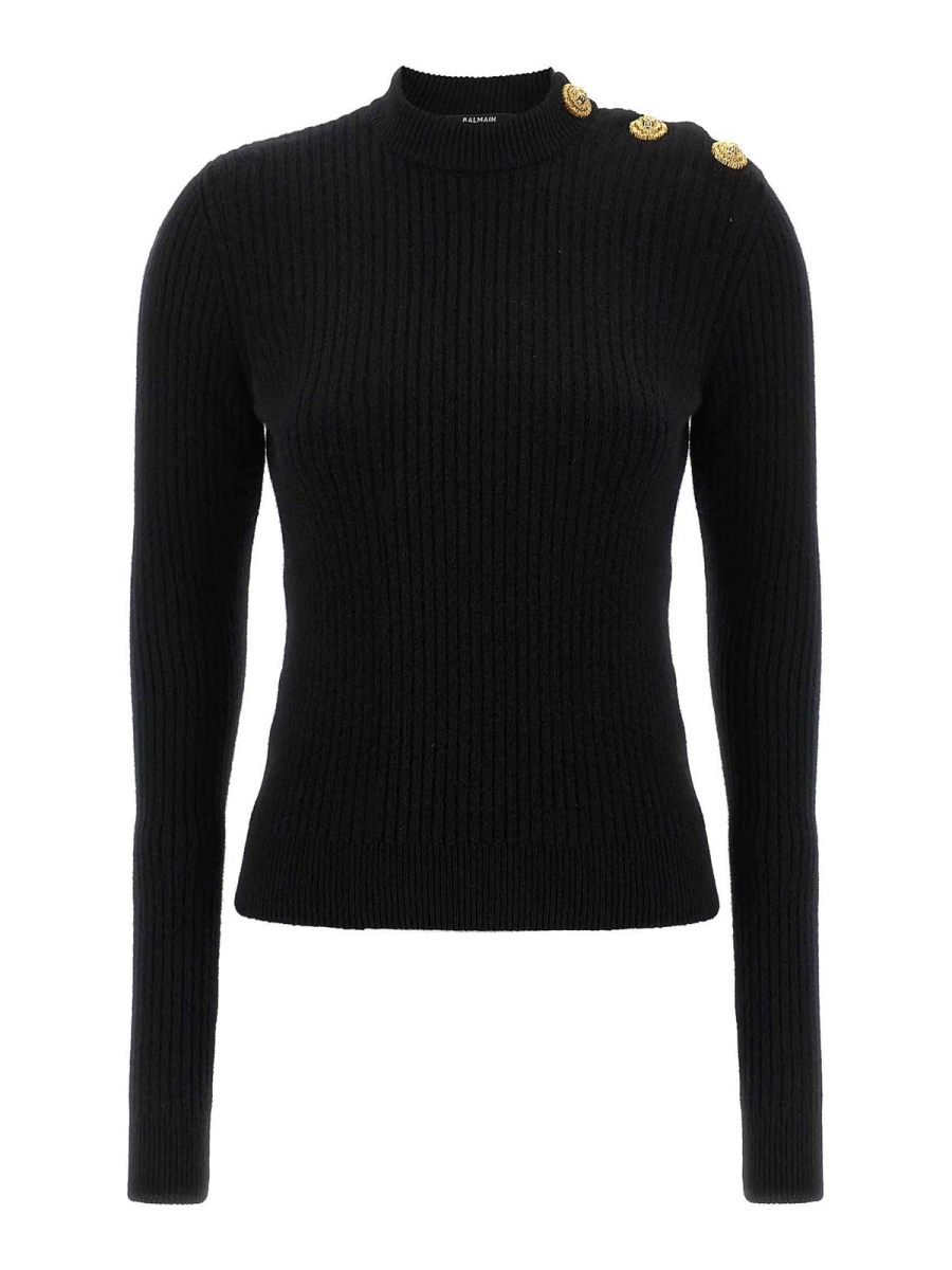 Balmain Pull Col Rond - Noir