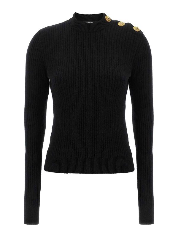 Balmain Pull Col Rond - Noir