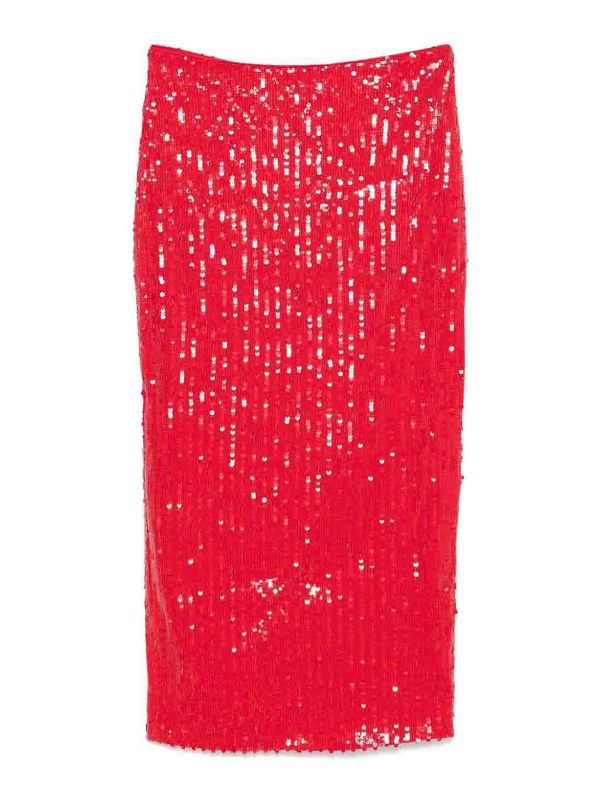 Rotate Birger Christensen Jupe Midi - Rouge