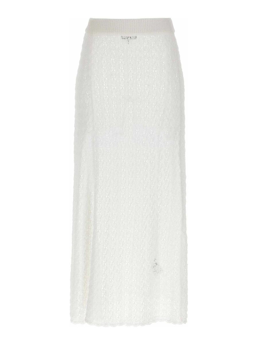 Ganni Jupe Midi - Blanc