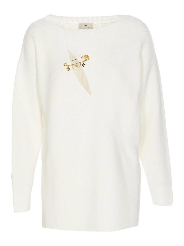 Elisabetta Franchi Pull Col Rond - Blanc