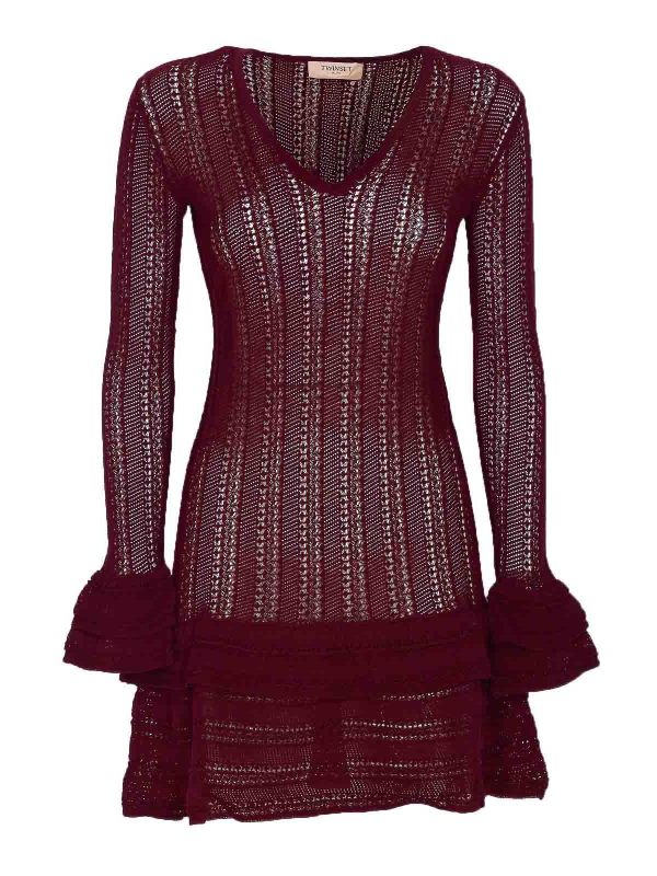 Twinset Robe Au Genou - Rouge