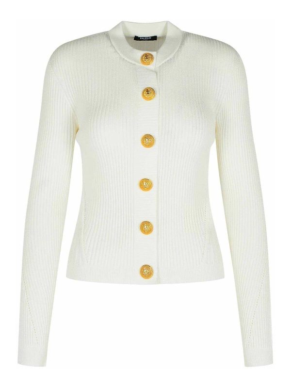Balmain Pull Col Rond - Blanc