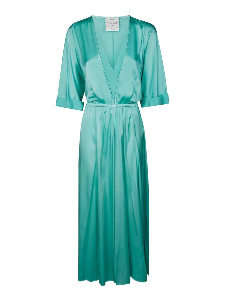 Forte Forte Robe Au Genou - Bleu Clair