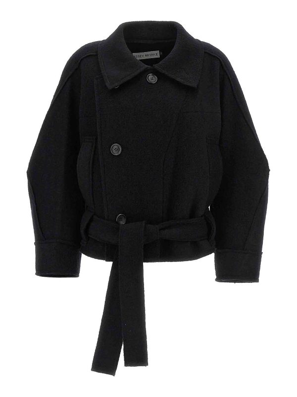 Pleats Please Issey Miyake Manteau Court - Noir