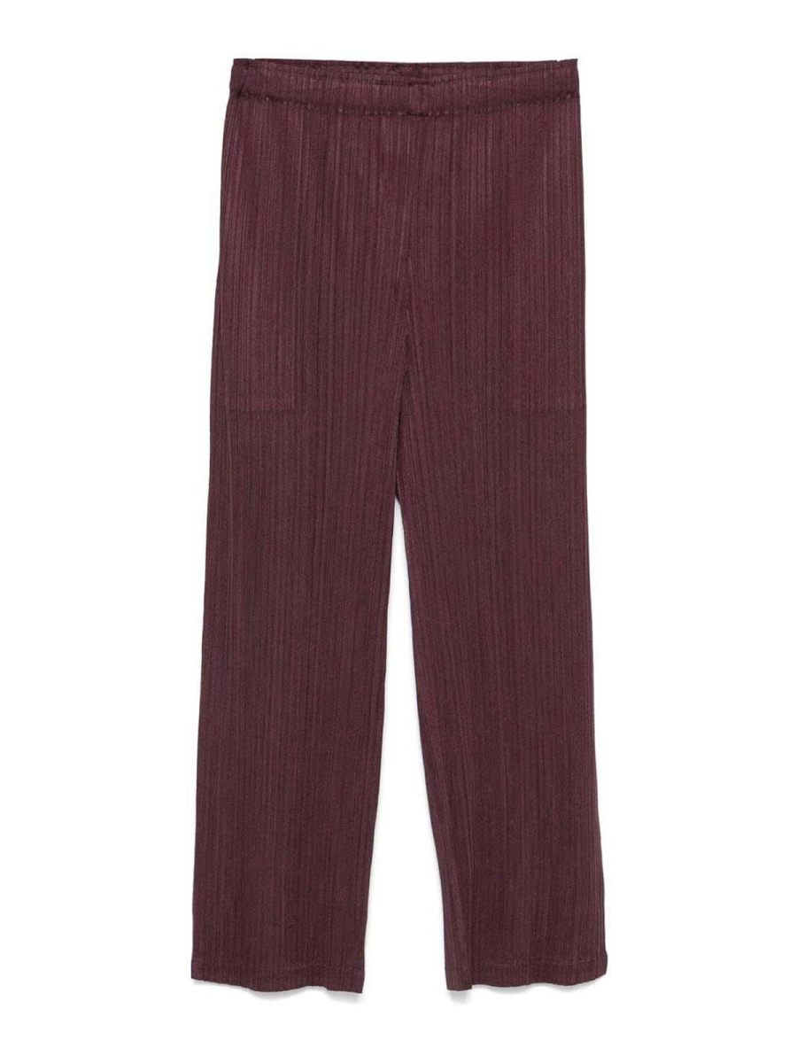 Pleats Please Issey Miyake Pantalons Décontractés - Marron