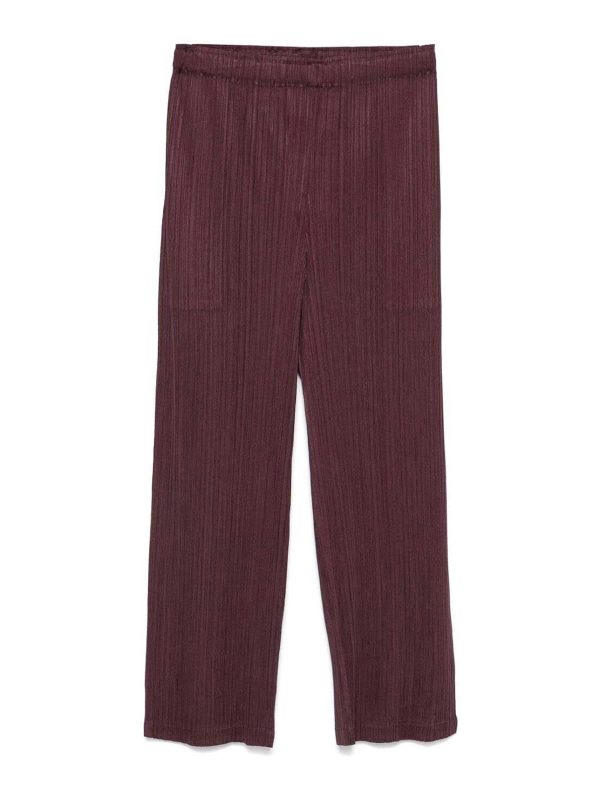 Pleats Please Issey Miyake Pantalons Décontractés - Marron