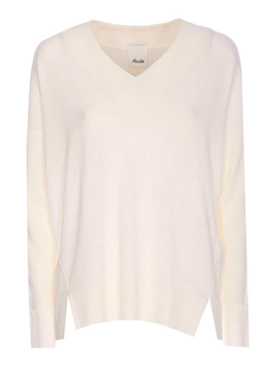 Allude Pull À Col V - Blanc