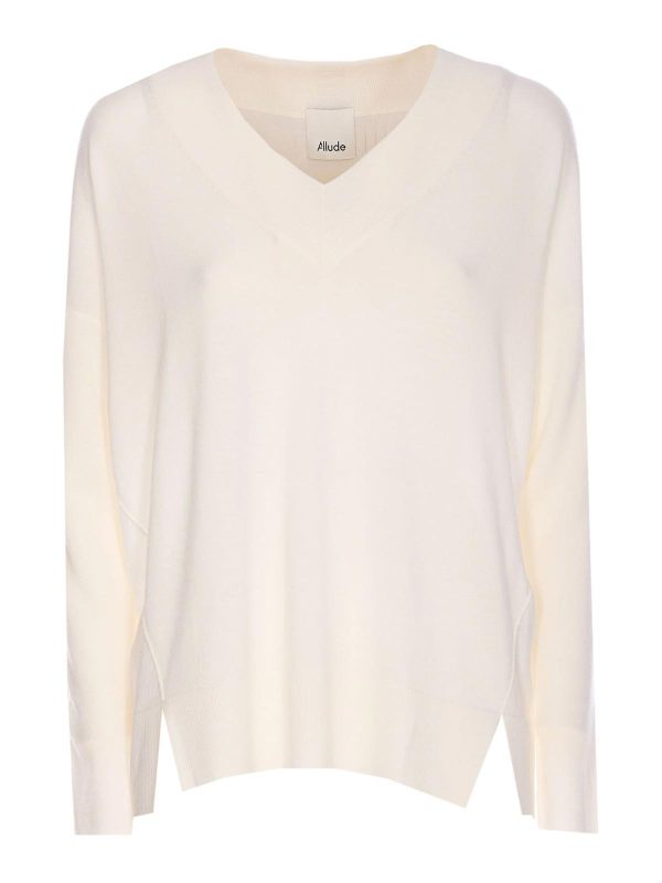 Allude Pull À Col V - Blanc