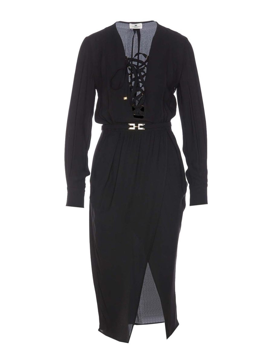 Elisabetta Franchi Robe Au Genou - Noir