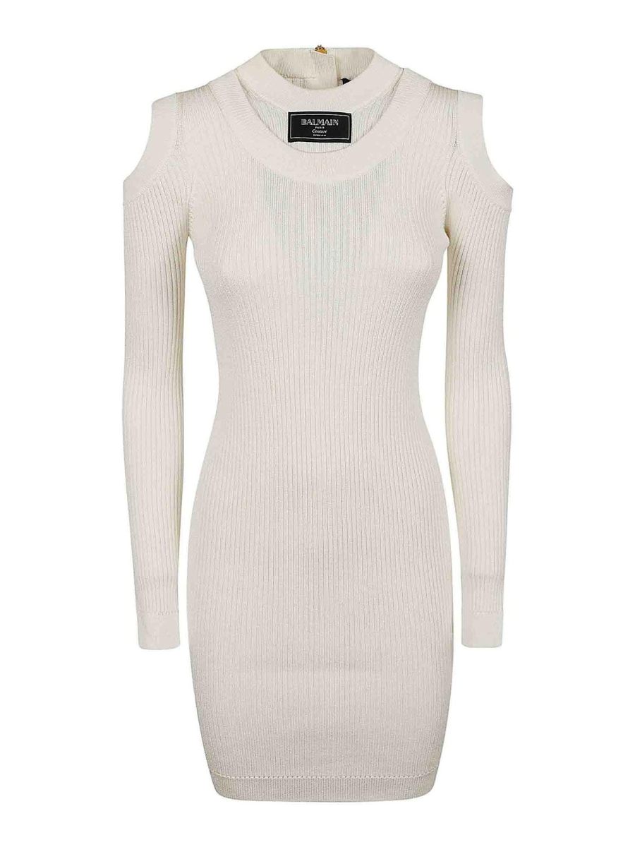 Balmain Robe Au Genou - Blanc