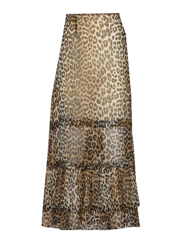 Ganni Jupe Midi - Marron