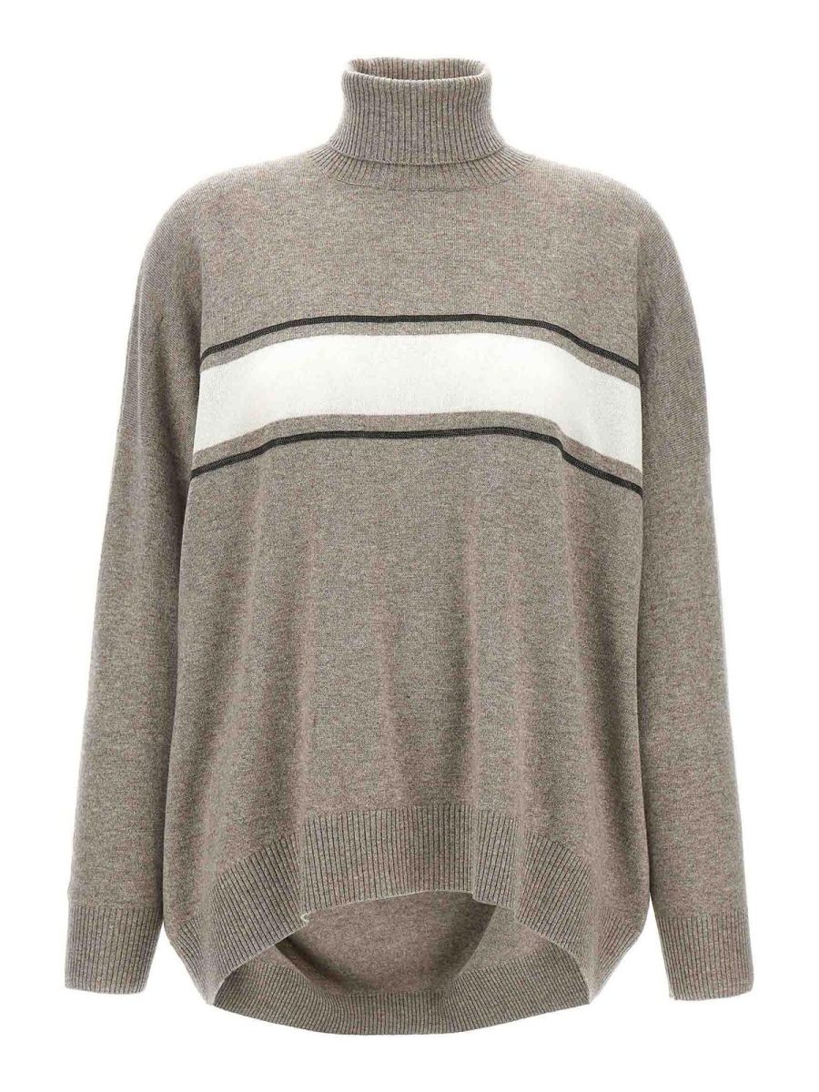 Brunello Cucinelli Pull Col Rond - Gris