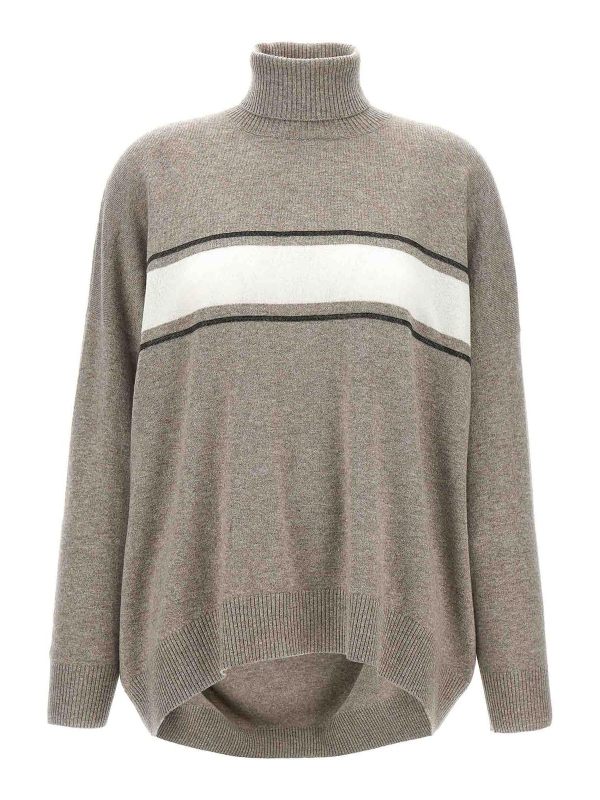 Brunello Cucinelli Pull Col Rond - Gris