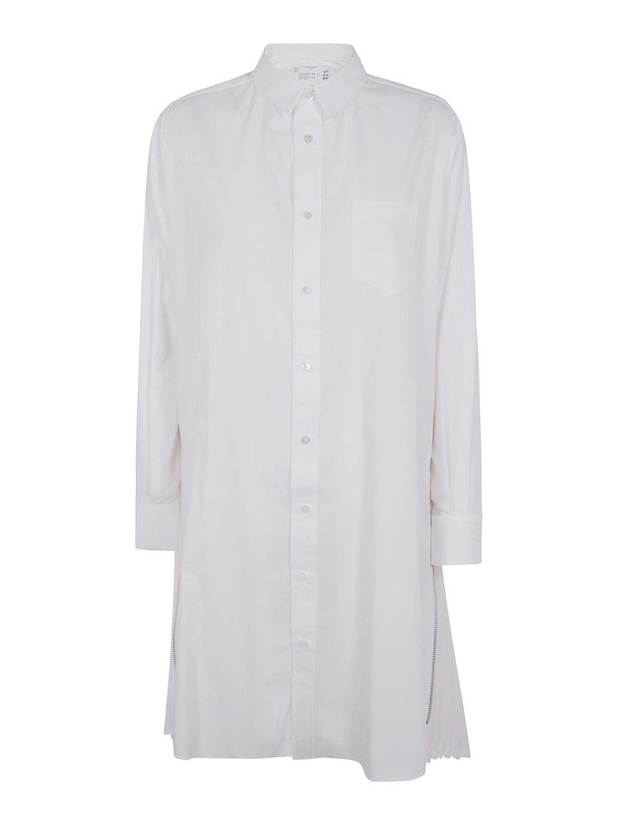 Sacai Robe Au Genou - Blanc