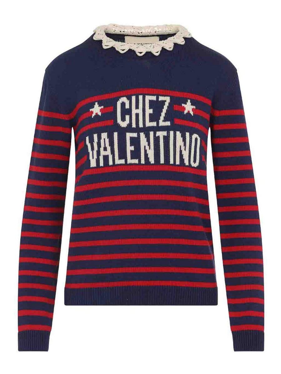 Valentino Pull Col Rond - Bleu