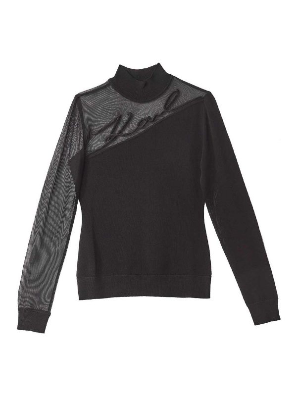 Karl Lagerfeld Pull Col Roulé - Noir