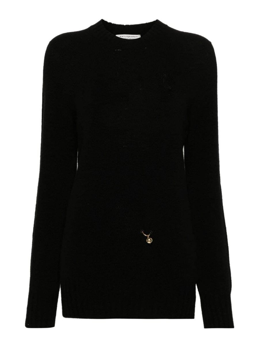 Philosophy di Lorenzo Serafini Pull Col Rond - Noir