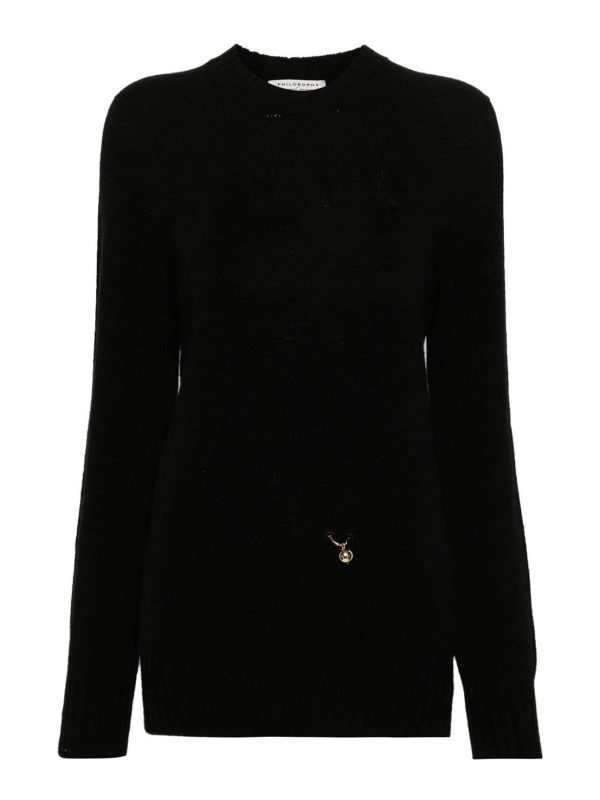 Philosophy di Lorenzo Serafini Pull Col Rond - Noir