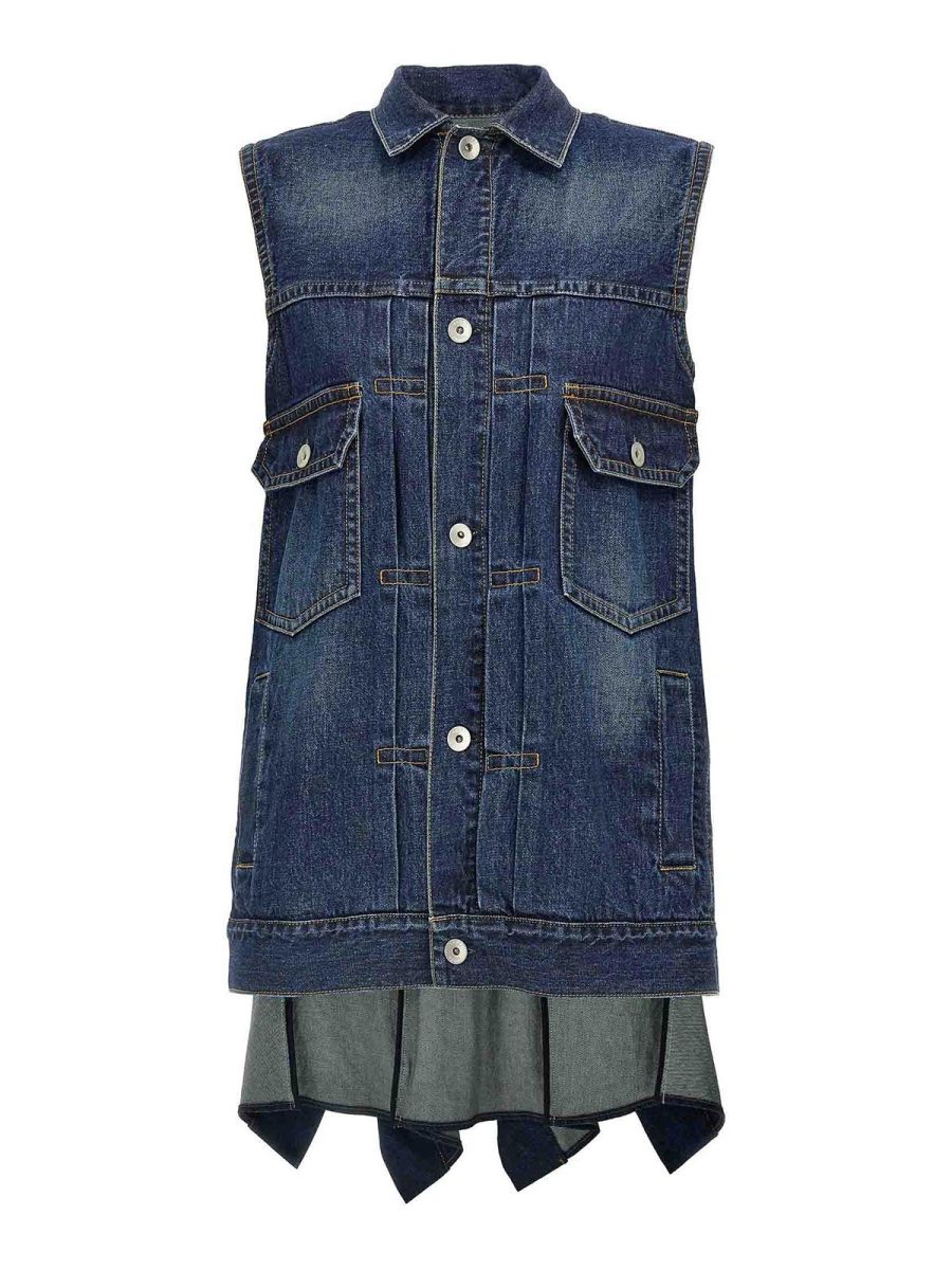 Sacai Robe Au Genou - Bleu