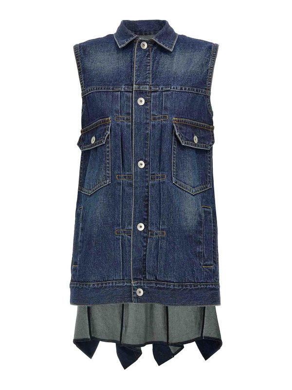 Sacai Robe Au Genou - Bleu
