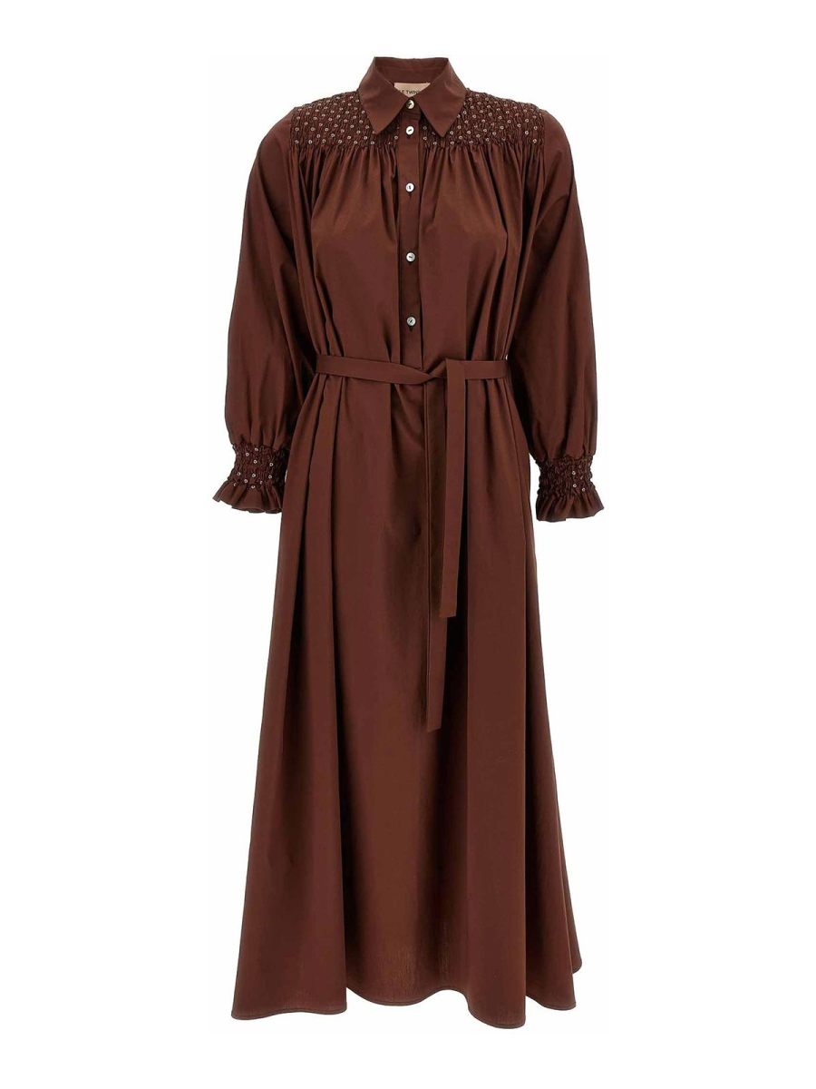 Le Twins Robe Au Genou - Marron