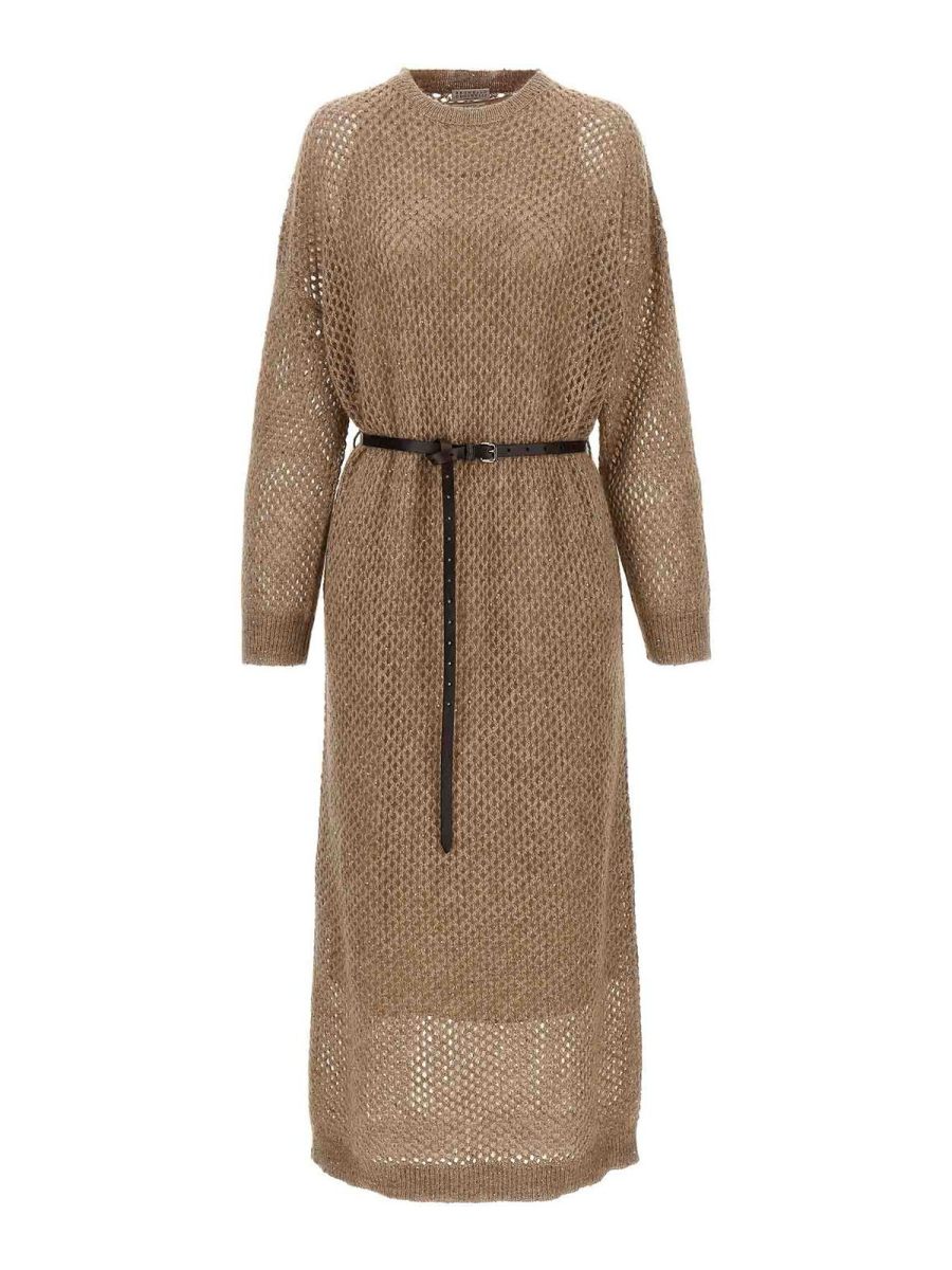 Brunello Cucinelli Robe Au Genou - Beige