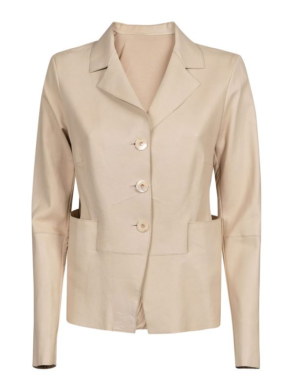 Liven Blouson En Cuir - Beige