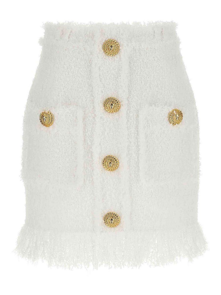 Balmain Jupe Midi - Blanc