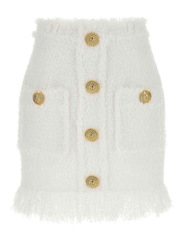 Balmain Jupe Midi - Blanc