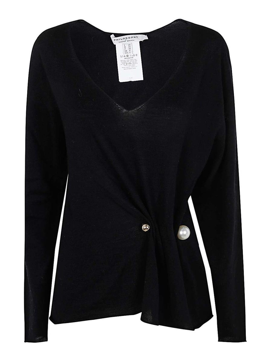 Philosophy di Lorenzo Serafini Pull Col Rond - Noir