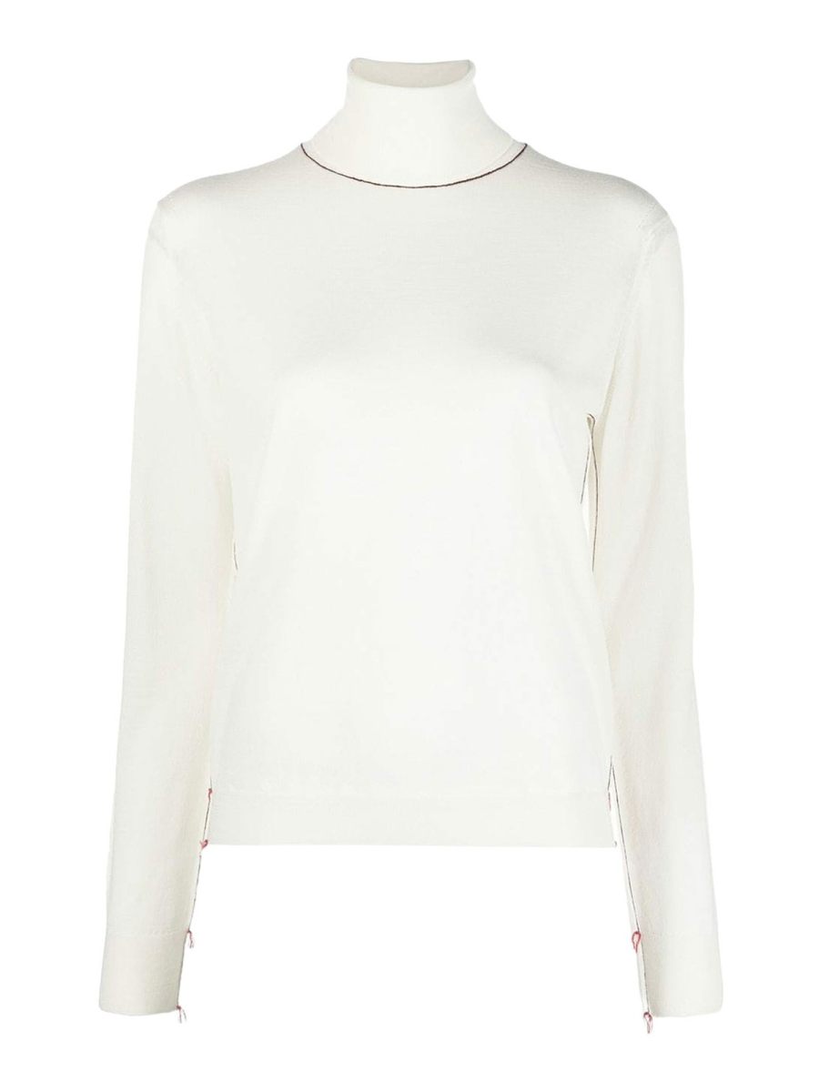 Maison Margiela Pull Col Roulé - Blanc