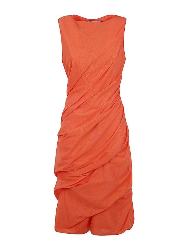 Pleats Please Issey Miyake Robe Au Genou - Orange
