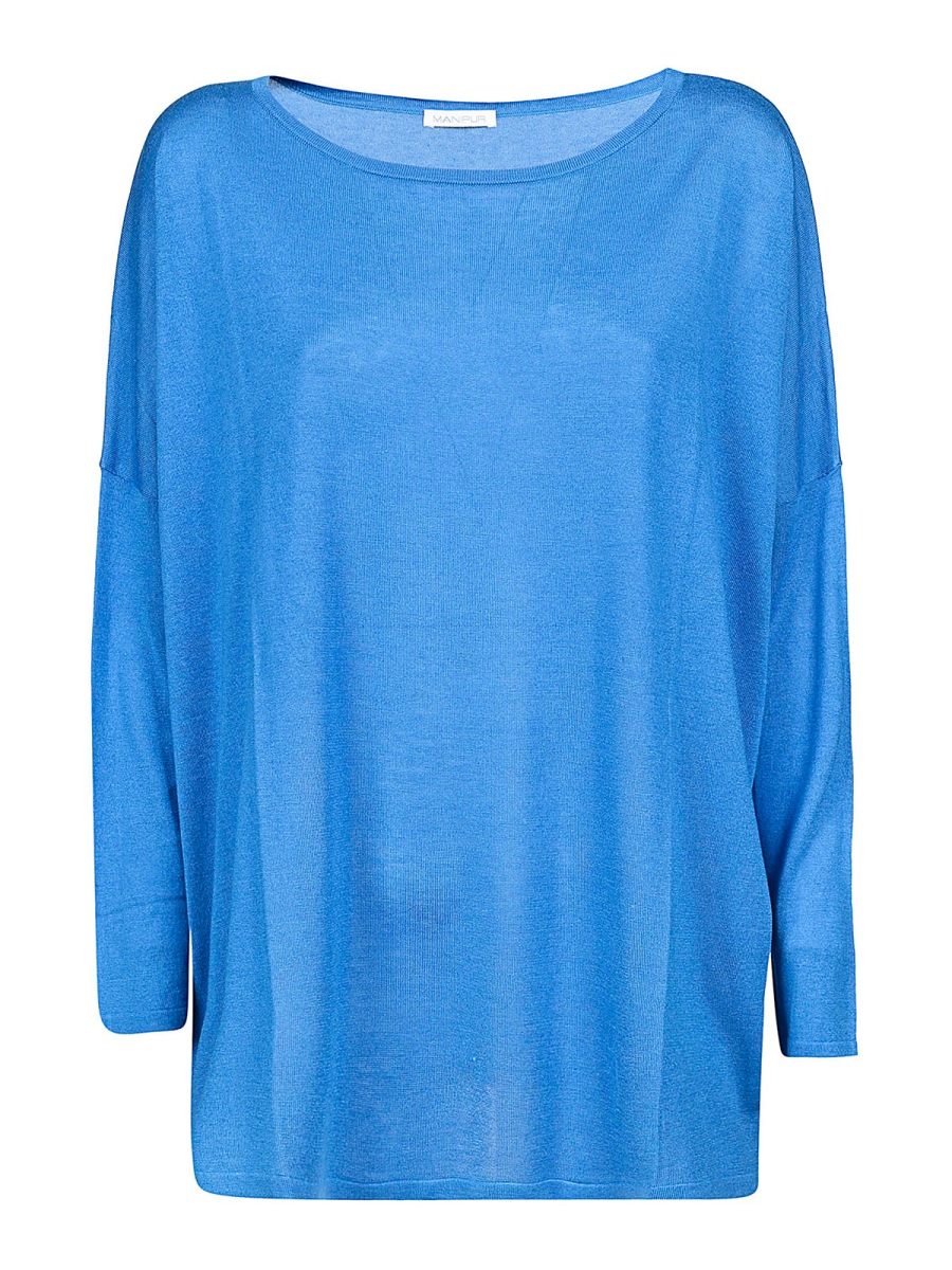 Manipur Cashmere Pull Col Rond - Bleu