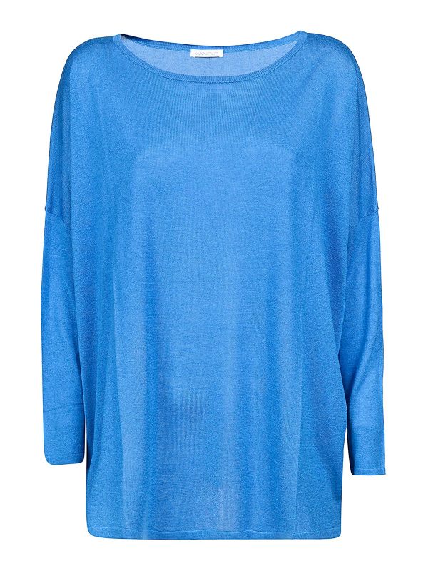 Manipur Cashmere Pull Col Rond - Bleu