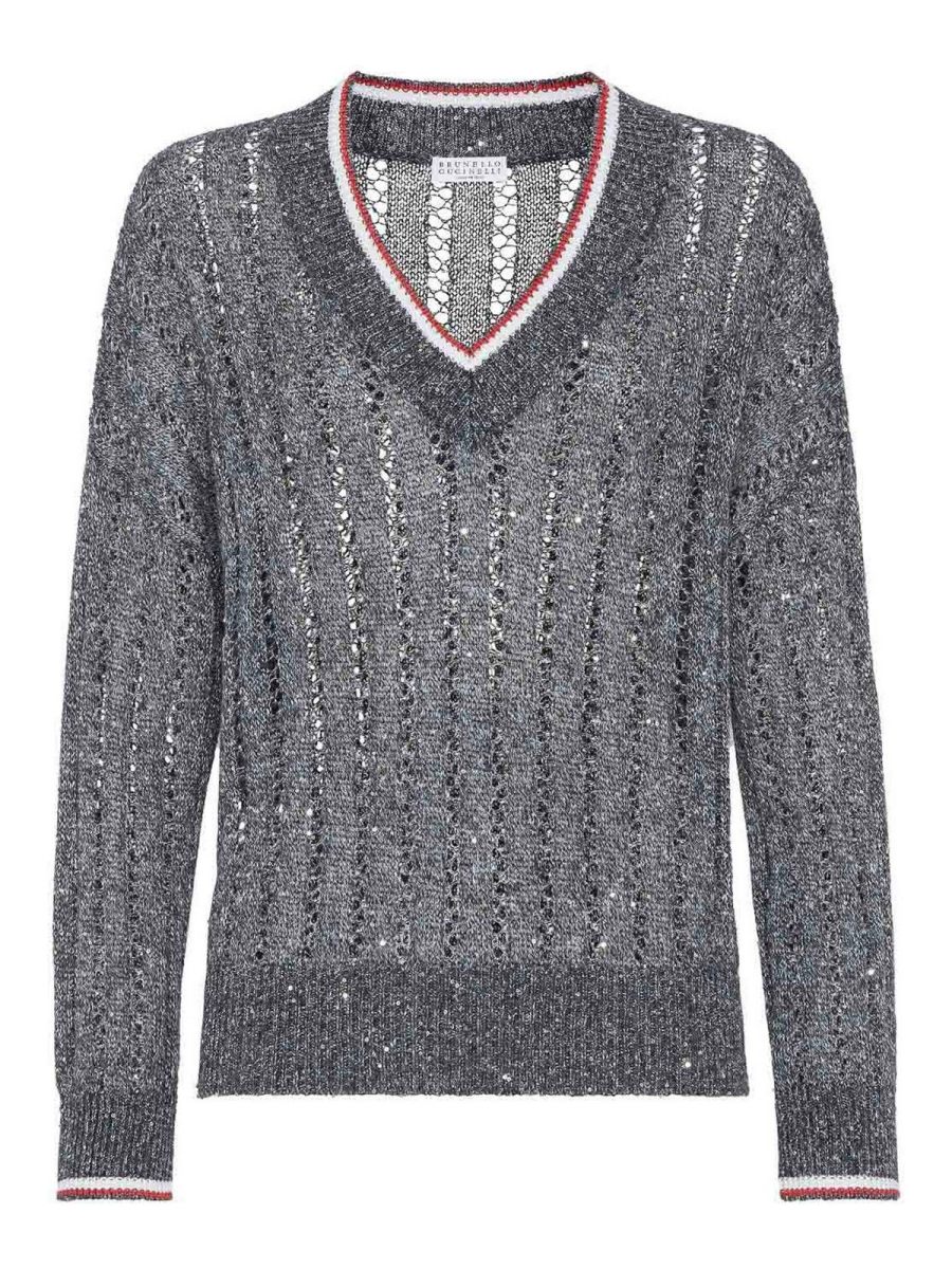 Brunello Cucinelli Pull Col Bateau - Gris