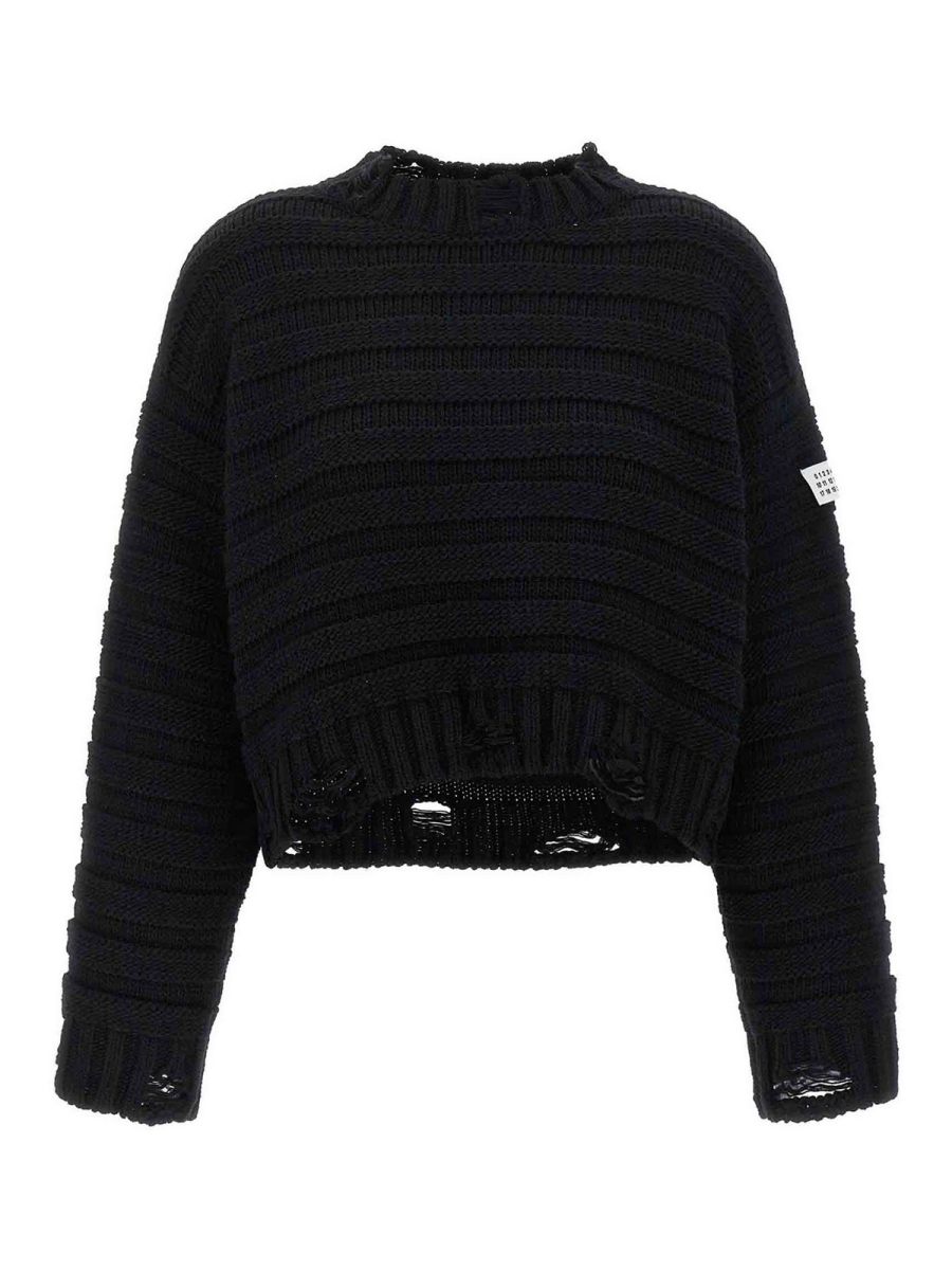 MM6 Maison Margiela Pull Col Rond - Noir