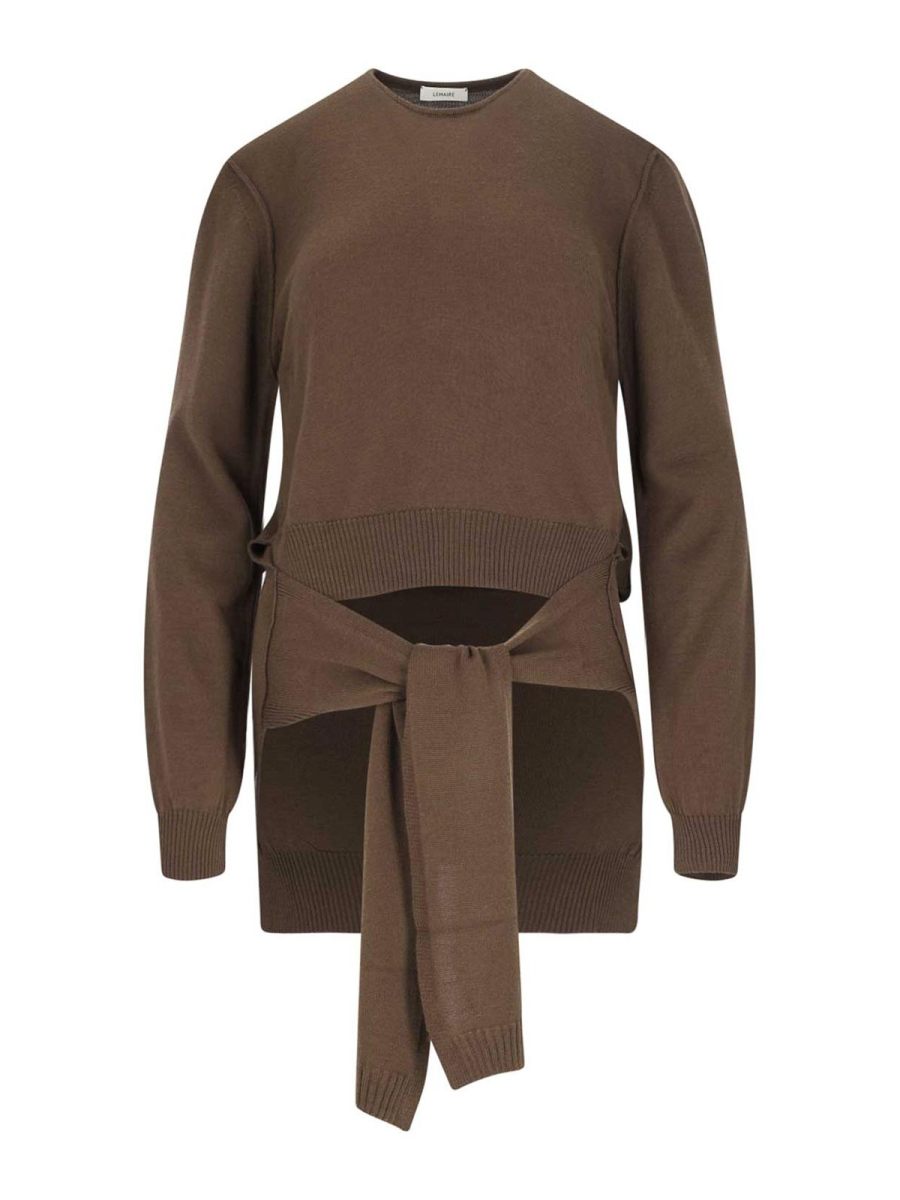Lemaire Pull Col Bateau - Marron