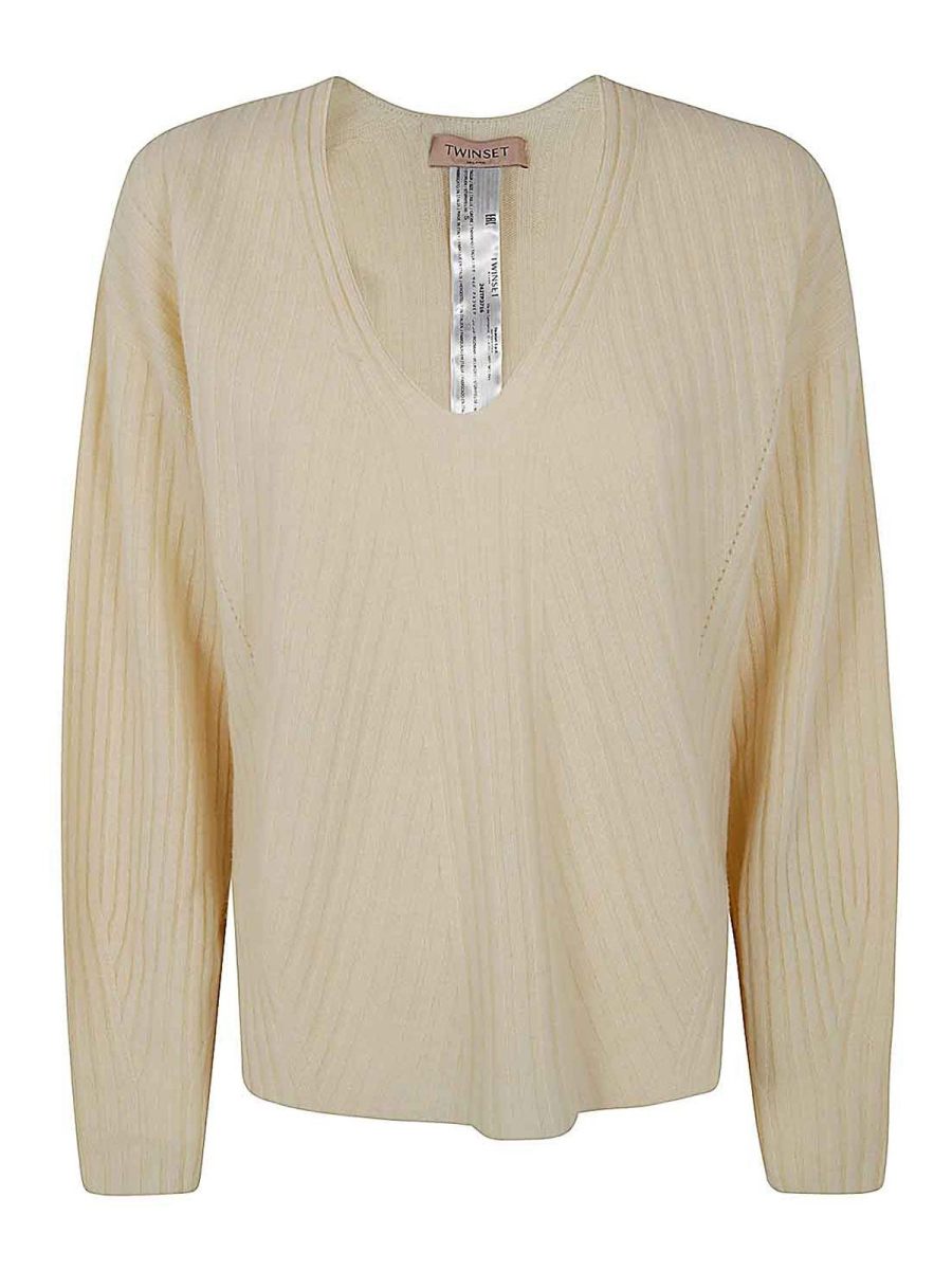 Twinset Pull À Col V - Blanc