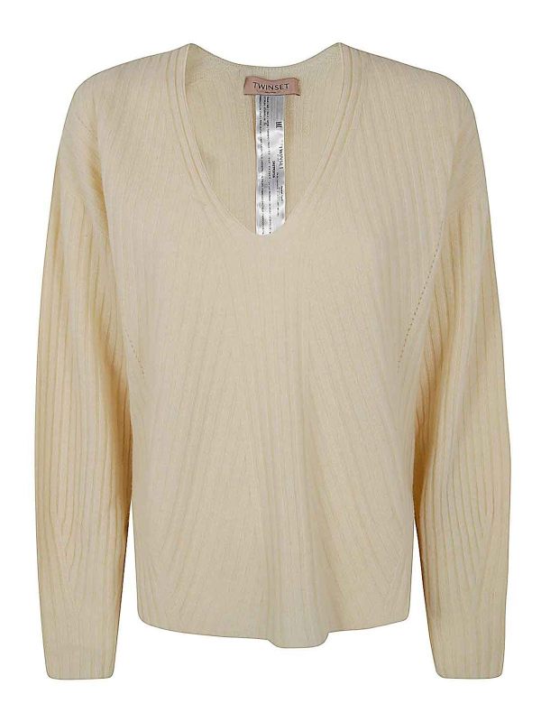 Twinset Pull À Col V - Blanc