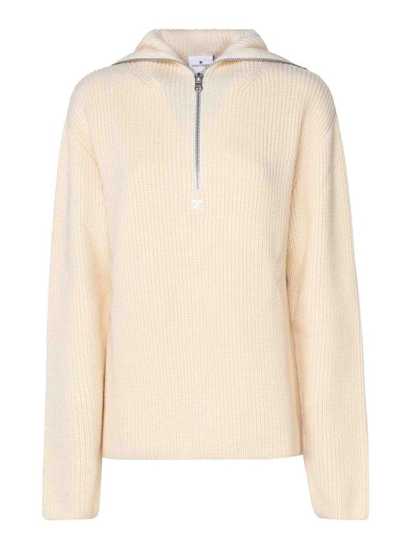 Courreges Pull Col Rond - Beige