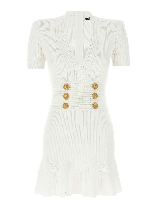 Balmain Robe Au Genou - Blanc