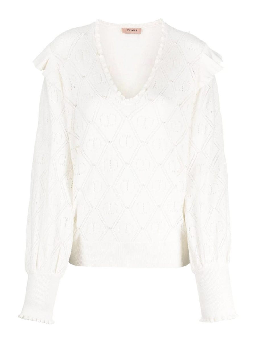 Twinset Pull Col Rond - Crème