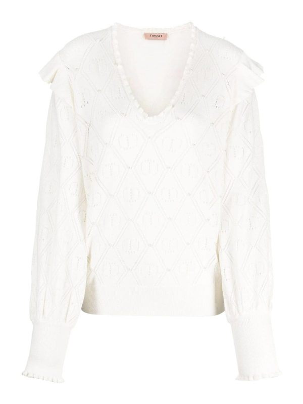Twinset Pull Col Rond - Crème