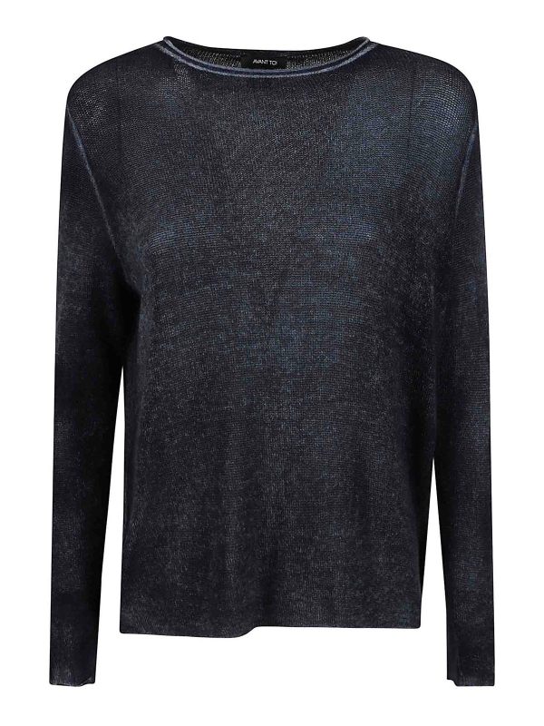 Avant Toi Pull Col Bateau - Bleu Foncé