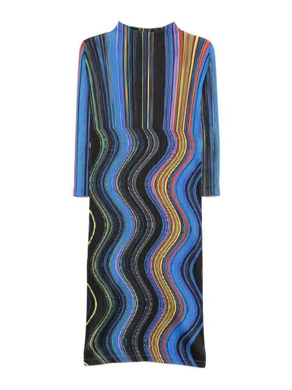 Pleats Please Issey Miyake Robe Au Genou - Noir