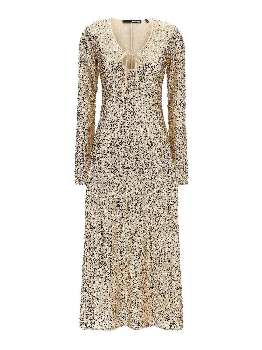 Rotate Birger Christensen Robe Au Genou - Or
